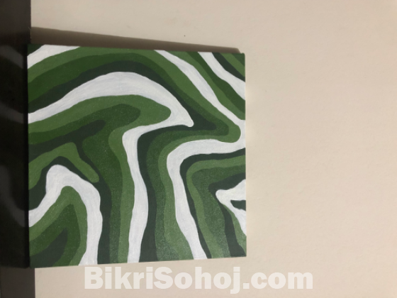 Green abstract painting (12x12)